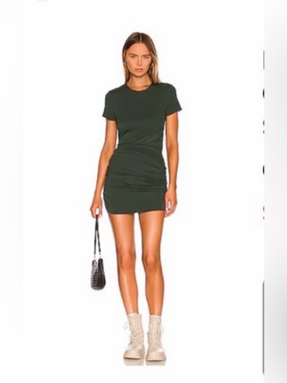 Superdown Forest Green Ruched Mini Dress
